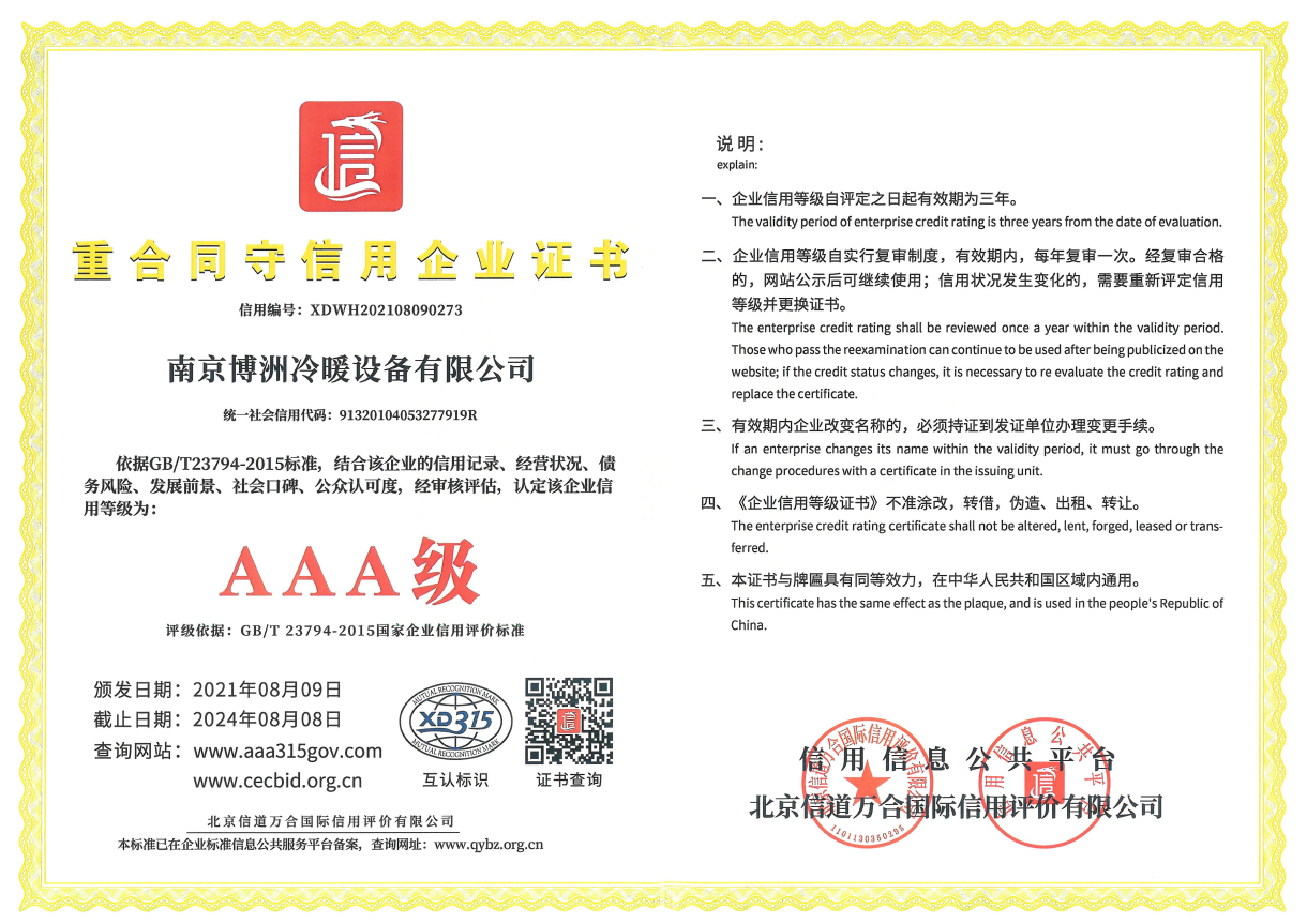重合同守信用企业证书